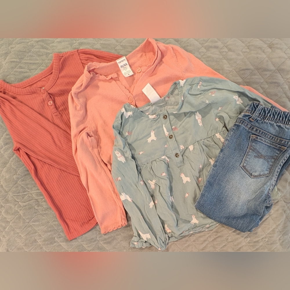 4T Pink and Sage Green Girls' Clothing